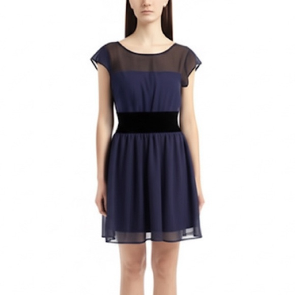 AQUA Black & Blue Dress Size S